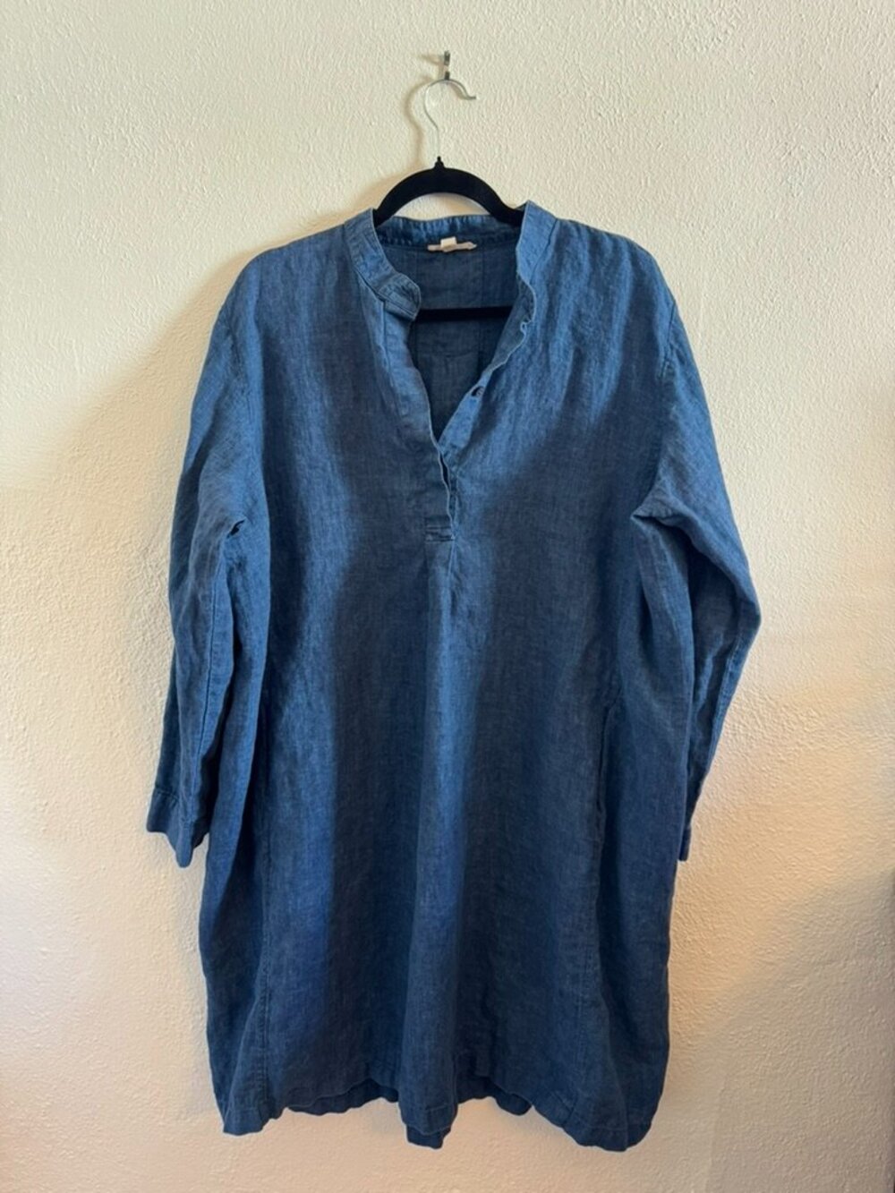 Eileen Fisher 100% Linen Tunic Dress | Indigo Blue | Size XL | Side Pockets - Picture 5 of 6